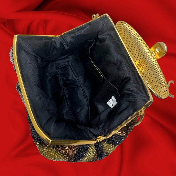 Vintage Y2K Andre Cellini Multi Tone Metallic Beaded Pouch Evening Bag Purse - Picture 5 of 7